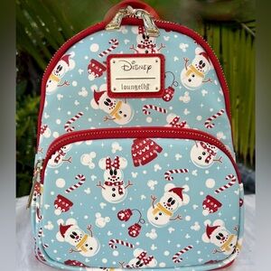 Limited Loungefly Disney Christmas Mickey & Minnie Snowman Minnie Backpack ⛄️✨❤️